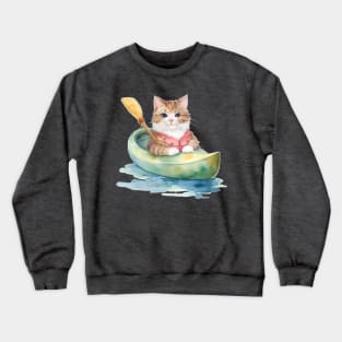 kayaking cat Crewneck Sweatshirt